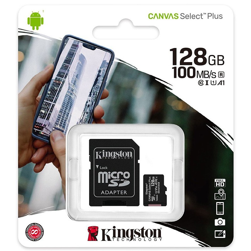 MICRO SD CARD 128GO SDCS2/128GB Canvas KINGSTON Inclus adaptateur TCP Inclus